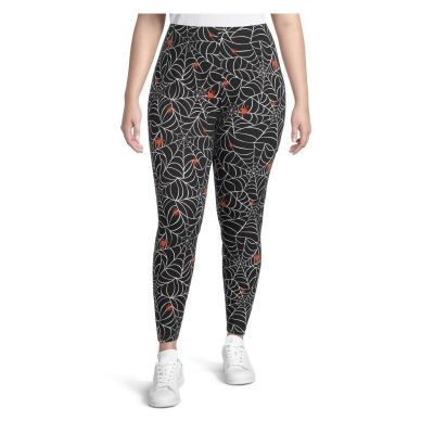 NOBO Womens Juniors Halloween Spider Web Ankle Leggings Size 2XL New